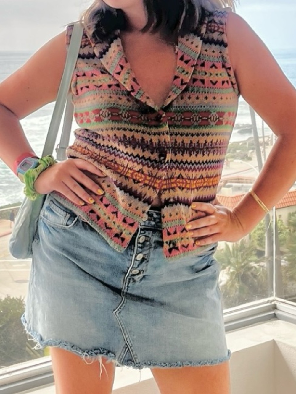 Chaps Colorful Vintage Knit Button-Up Vest